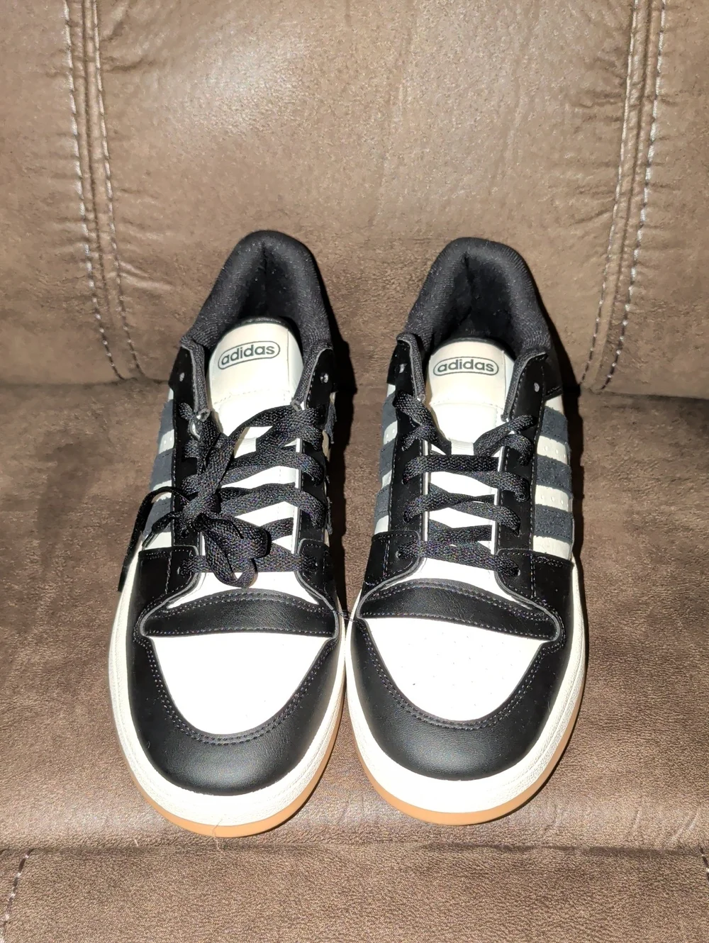 adidas Black and White Low-Top Sneakers with Gum Outsole